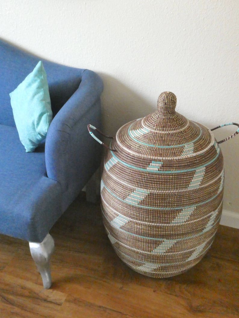 Laundry Basket With Lid Chocolate Brown on Sale Now Ethnic Etsy