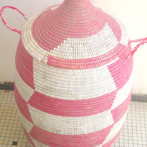 Girls basket, pink and white chevron laundry Hamper, girls modern home decor, nursery room, ready to be shipped