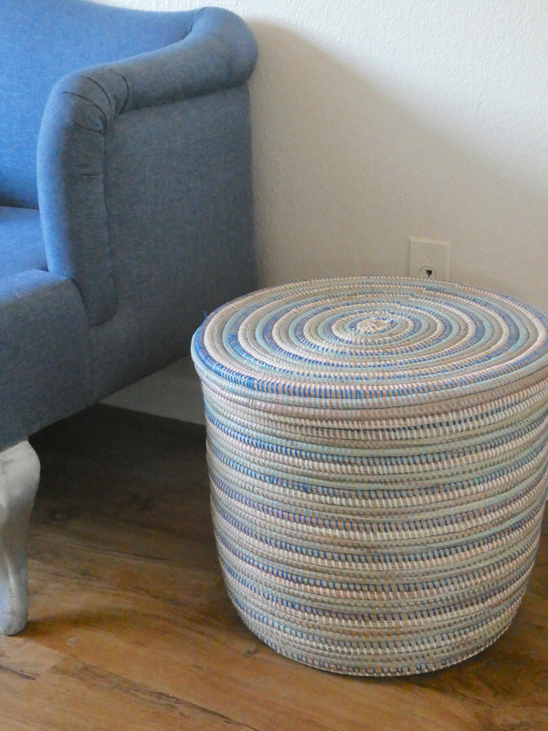 Flat Lid Laundry Basket, End Table, Stripes, Laundry Hamper, Contemporary Basket, Panier, Cesto, Wäschekorb