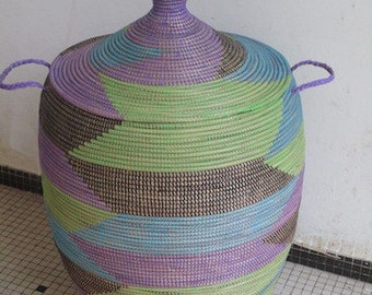 Laundry Sorter in Eclectic Colors, Extra wide, Custom Laundry Baskets, Handwoven Hamper, Cesto, Korb, Extra Wide