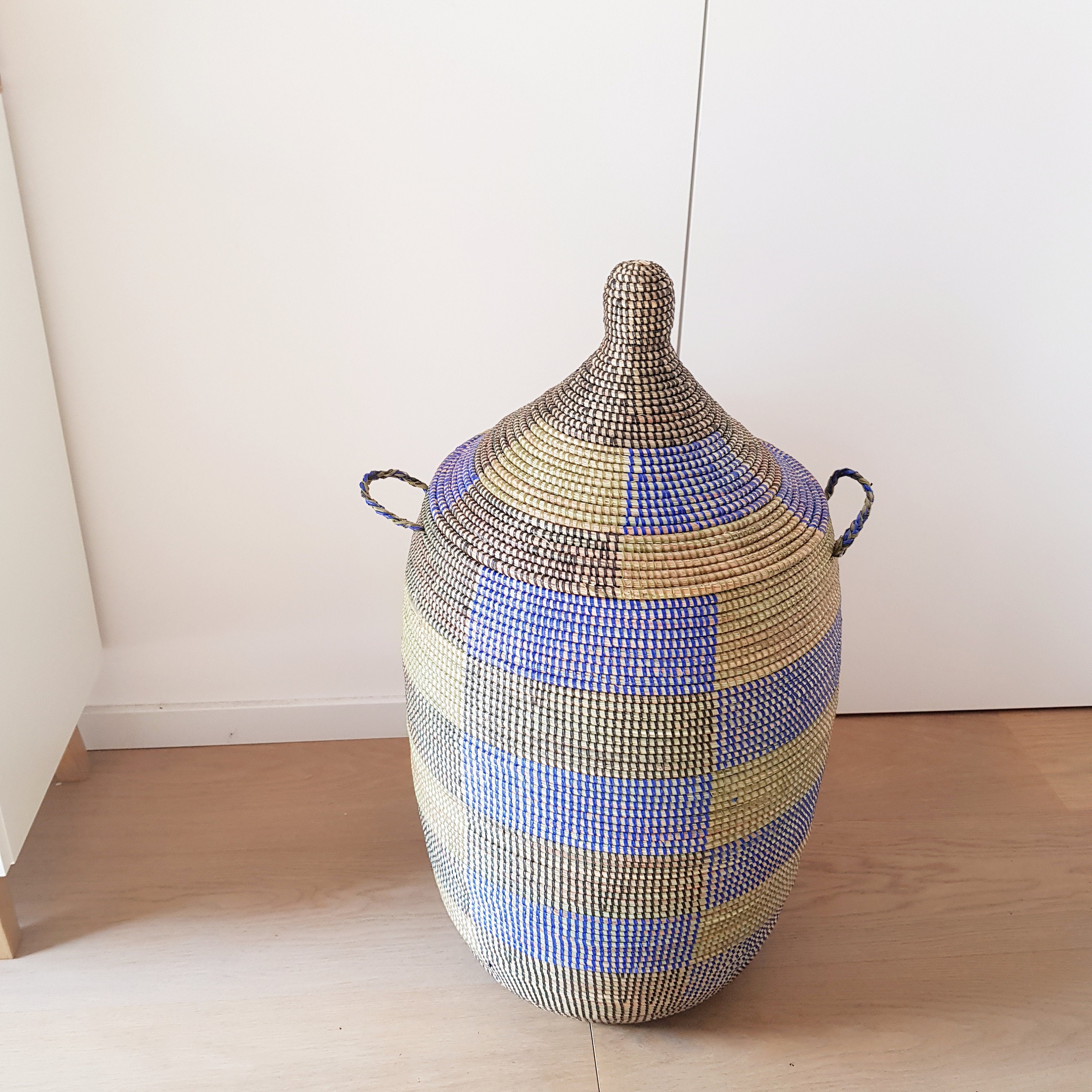 Chartreuse Laundry Basket Block Patternafrican Hamper Large Etsy