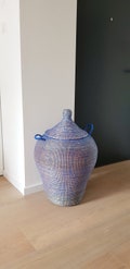 Indigo Blue African Basket, Home Decor Laundry Hamper product logo