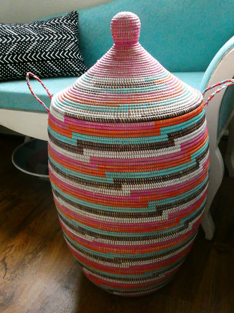 Huge Laundry Basket Pink and Orange Large Basket African Etsy