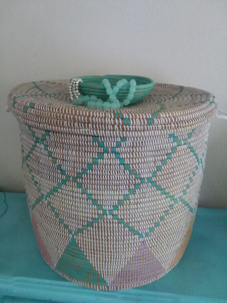Huge Laundry Basket in Pastel Tones on Sale Flat Lid Handwoven Etsy