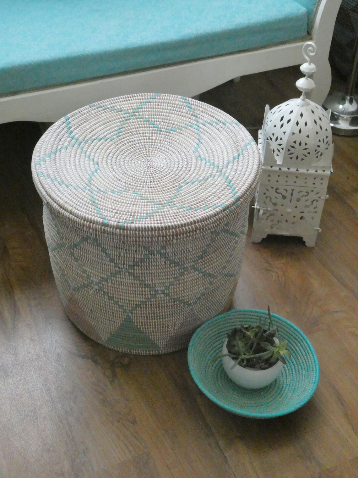 Huge Laundry Basket in Pastel Tones on Sale Flat Lid Handwoven Etsy