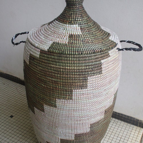 Charcoal Laundry Basket Black Modern XL Handwoven African Etsy