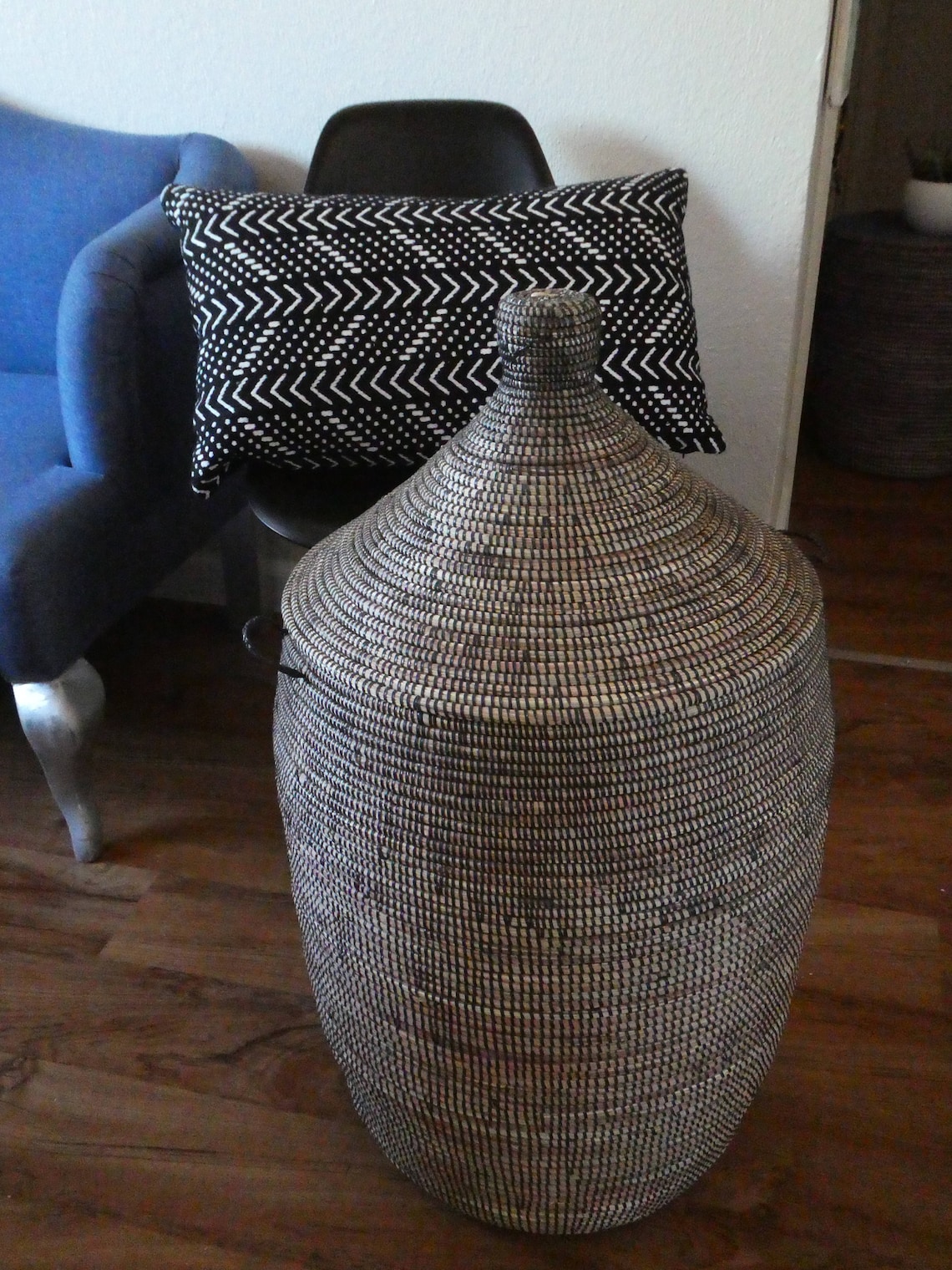 Charcoal Laundry Basket Black Modern XL Handwoven African Etsy