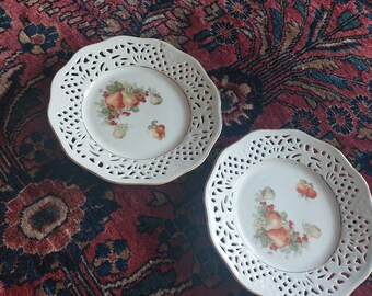 Porcelain from Dresden, two antique porcelain plates with decor, Stamped collectors plates