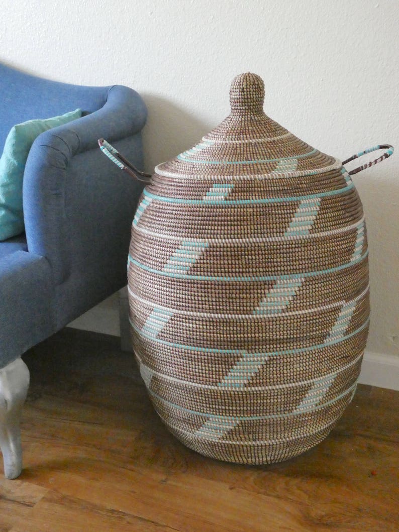 Laundry Basket With Lid Chocolate Brown on Sale Now Ethnic Etsy