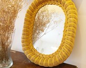 Vintage rattan wicker mirror