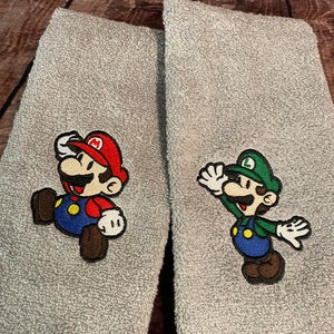 Mario or Luigi hand towel for the bathroom