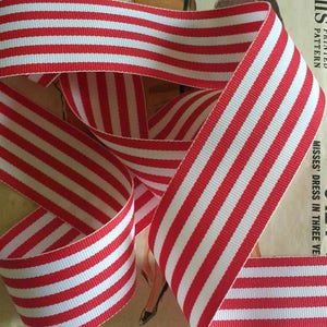 Red and White Striped Ribbon, Classic Christmas Grosgrain Ribbon 1.5 image 4