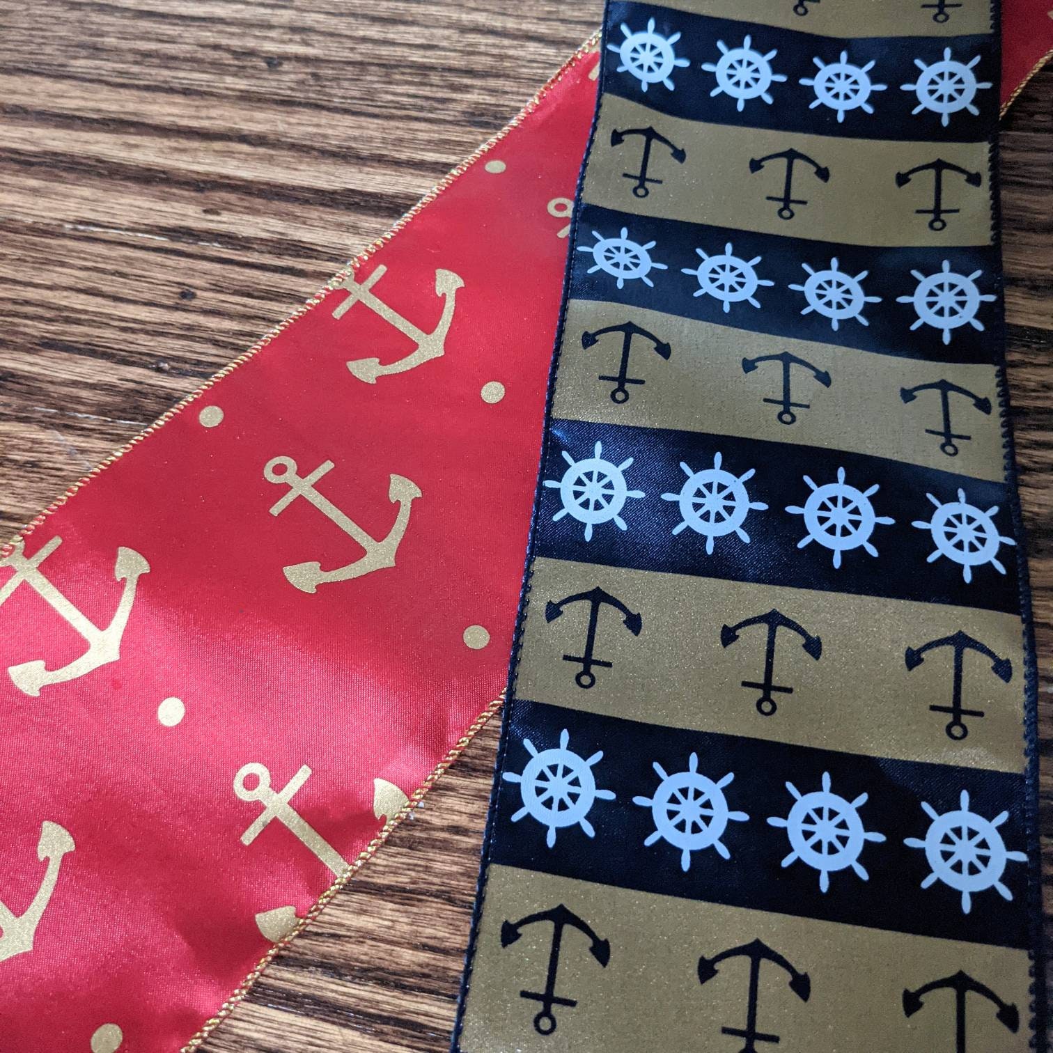 Military Themed Wired Ribbon, U.S. Navy and Marines, 4