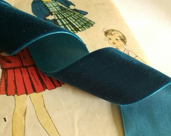 Dark Teal Blue Velvet Ribbon for Bows, Floral, and Millinery 1" and 1.5" inch