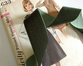 Dark Olive Green Velvet Ribbon, Natural Woodland Green Ribbon for Bows, Floral, and Millinery 1" and 1.5", 25mm 38mm