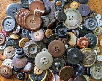 Vintage Buttons, Black and Brown Button Assortment, 1/2 Half Pound Lot 5