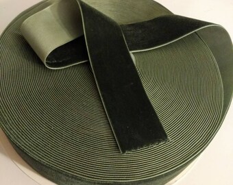 Olive Sage Green Velvet Ribbon: 1" or 1.5" Wide Velvet Christmas Ribbon, 25 Yard Roll