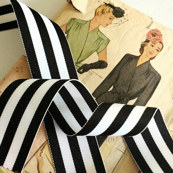 Black and White Striped Ribbon Etsy