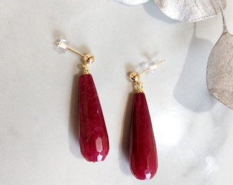 Nausicaa Earrings - Red Jade Earrings | ( Custom Made to Order ) | Leaf & Luna