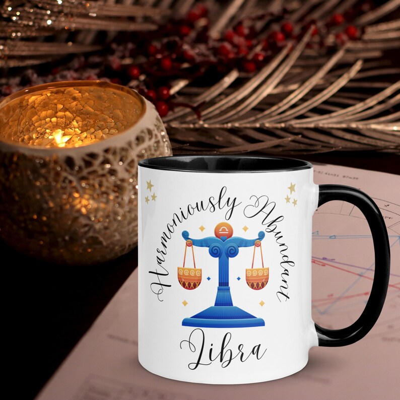 Harmoniously Abundant Libra Mug Astrology Zodiac Coffee Cup for Libra Birthday Gift, Powerful Manifestation, Libra Horoscope Sign image 4