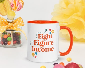 Orange Eight Figure Income Affirmation Mug, Manifestation Mug, Motivational Mug, Inspirational Mug, Law of Attraction, Income Goal Setting