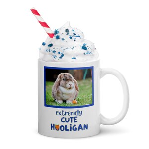 Personalized Rabbit Extremely Cute Hooligan Mug Pink or Blue image 3