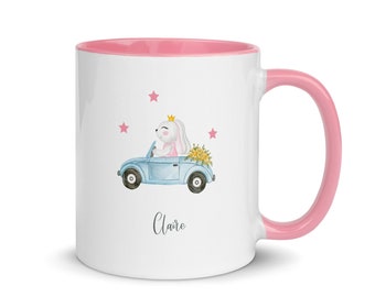 Personalized Rabbit Mug: Cute Car Design, Cute Rabbit Mug, Bunny Mug, Rabbit Lover Gift, Rabbit Gift, Rabbit Coffee Mug, Custom Bunny Mug.