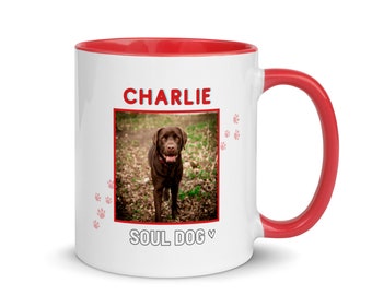 Personalized Soul Dog Mug - Red | Personalized Dog Gifts | Dog Lover Gift |  Dog Photo | Pet Memorial Mug | Custom Pet Mug | Pet Memory Gift