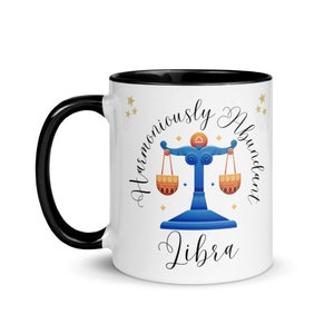 Harmoniously Abundant Libra Mug Astrology Zodiac Coffee Cup for Libra Birthday Gift, Powerful Manifestation, Libra Horoscope Sign image 3