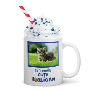 Personalized Cat Extremely Cute Hooligan Mug, Pink or Blue Text Gift For Cat Lover, Cat Themed Gifts, Cat Lover, Personalized Gift image 5