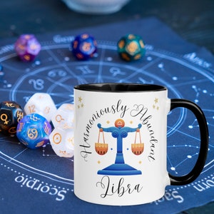 Harmoniously Abundant Libra Mug Astrology Zodiac Coffee Cup for Libra Birthday Gift, Powerful Manifestation, Libra Horoscope Sign image 1