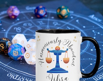 Harmoniously Abundant Libra Mug - Astrology Zodiac Coffee Cup for Libra Birthday Gift, Powerful Manifestation, Libra Horoscope Sign