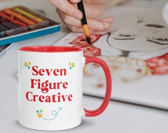 Red Seven Figure Creative Mug, Inspirational Gift for Creatives, Gift Ideas for Creatives, Income Goal, Inspirational Mug, Unique Gifts Boss