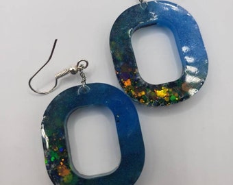 Ocean Earrings / circle earrings / blue ocean earrings / the sea