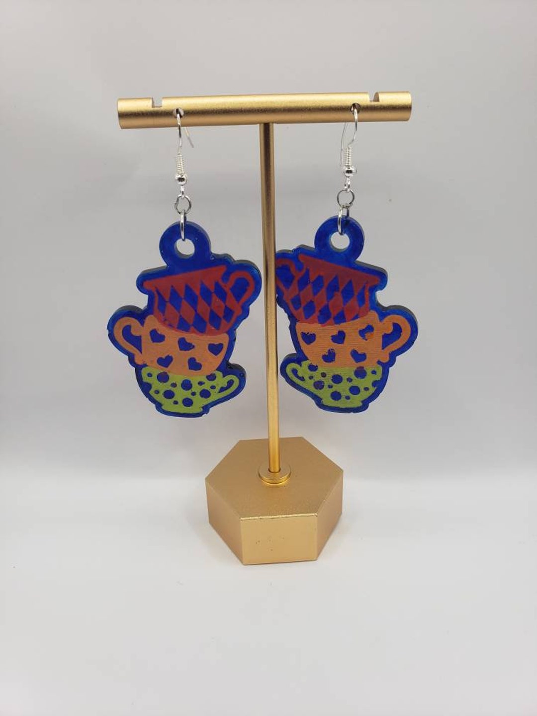 Teacup Earrings / Stacked Teacup Earrings Multiple Color Options