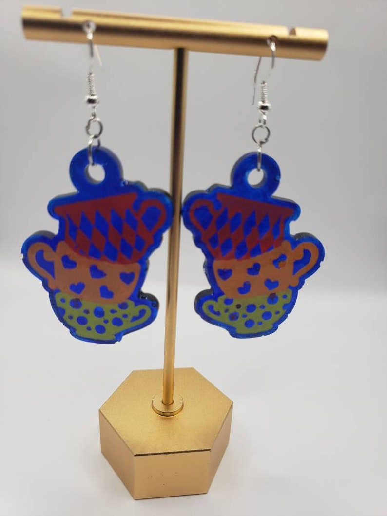 Teacup Earrings / Stacked Teacup Earrings Multiple Color Options