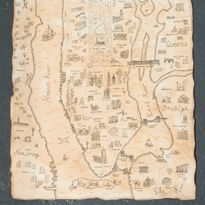 Burnt Edge New York City Treasure Pirate Map Print