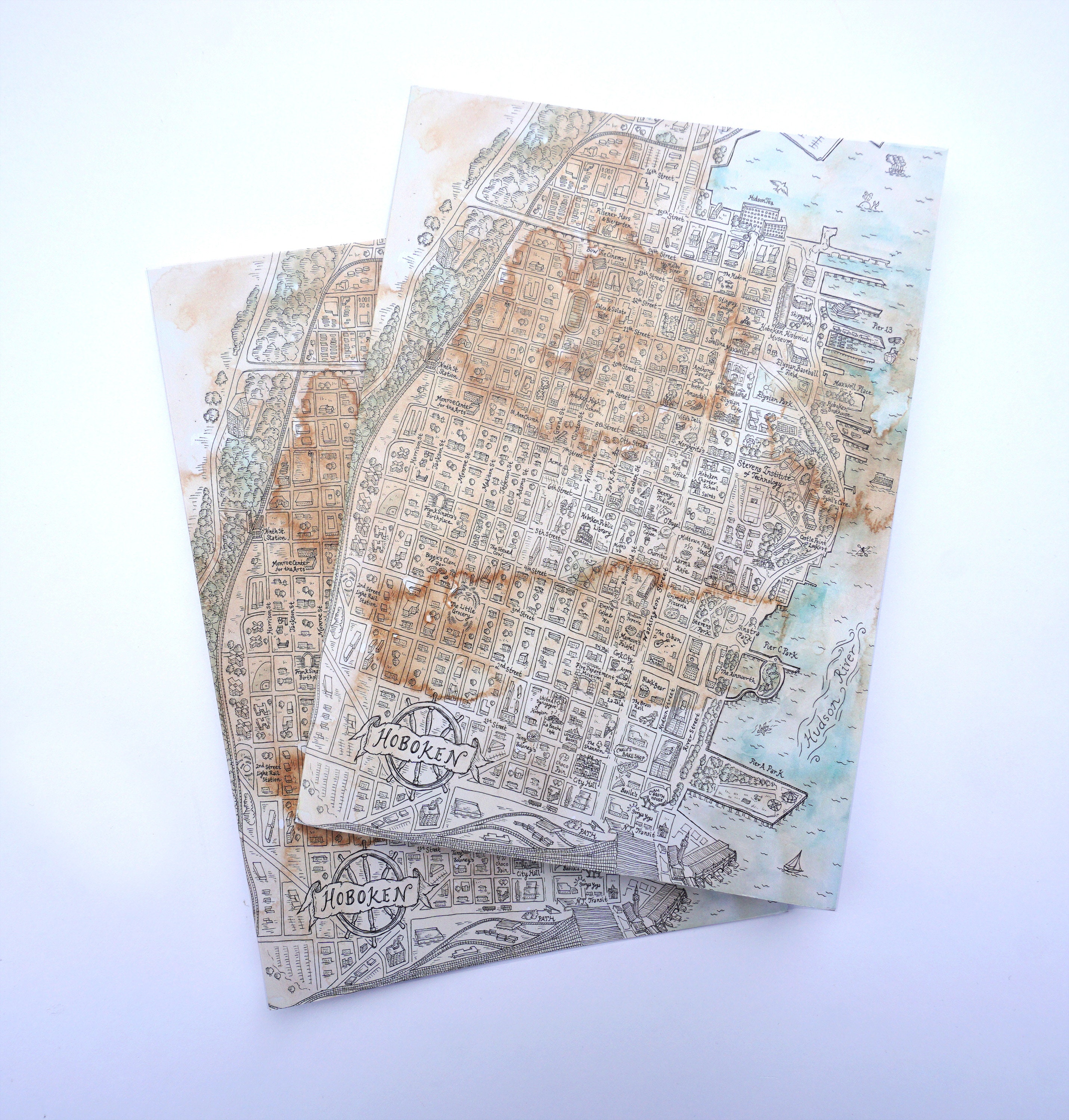 Map of Hoboken Greeting Card Etsy