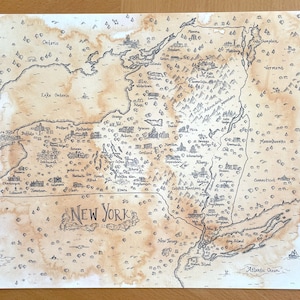 Impresión artística del mapa del estado de Nueva York