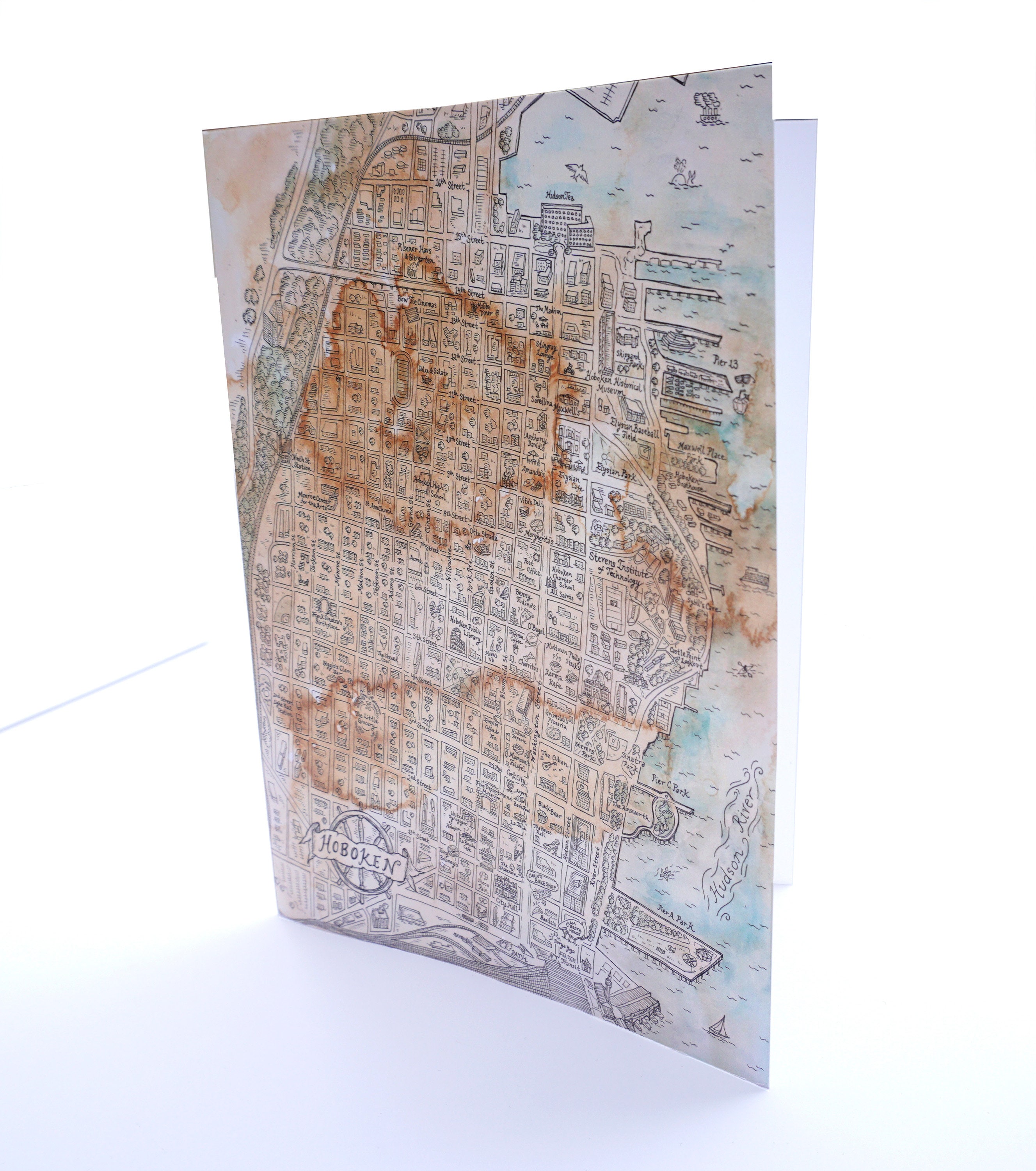 Map of Hoboken Greeting Card Etsy