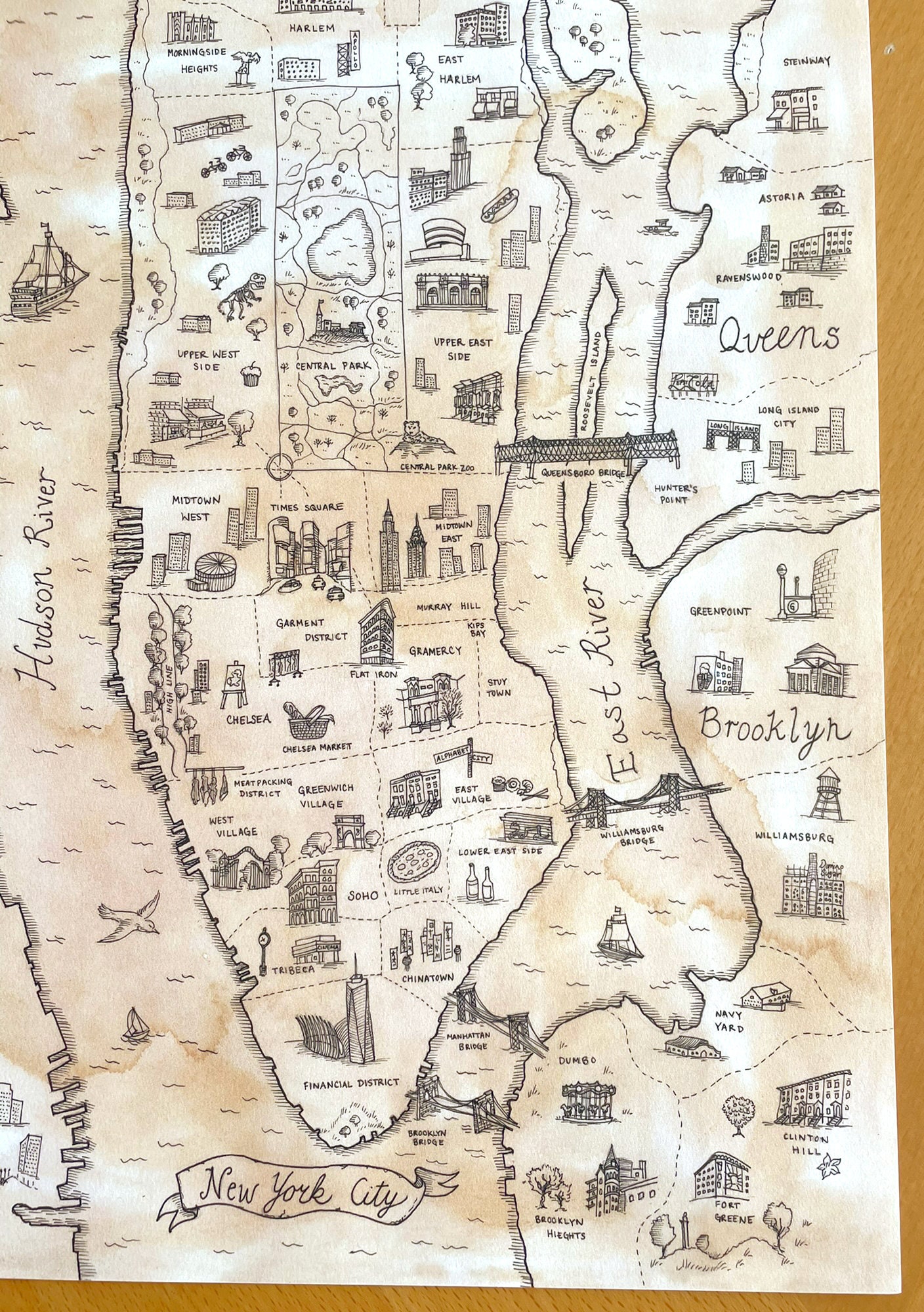New York City Treasure Pirate Map Print - Etsy