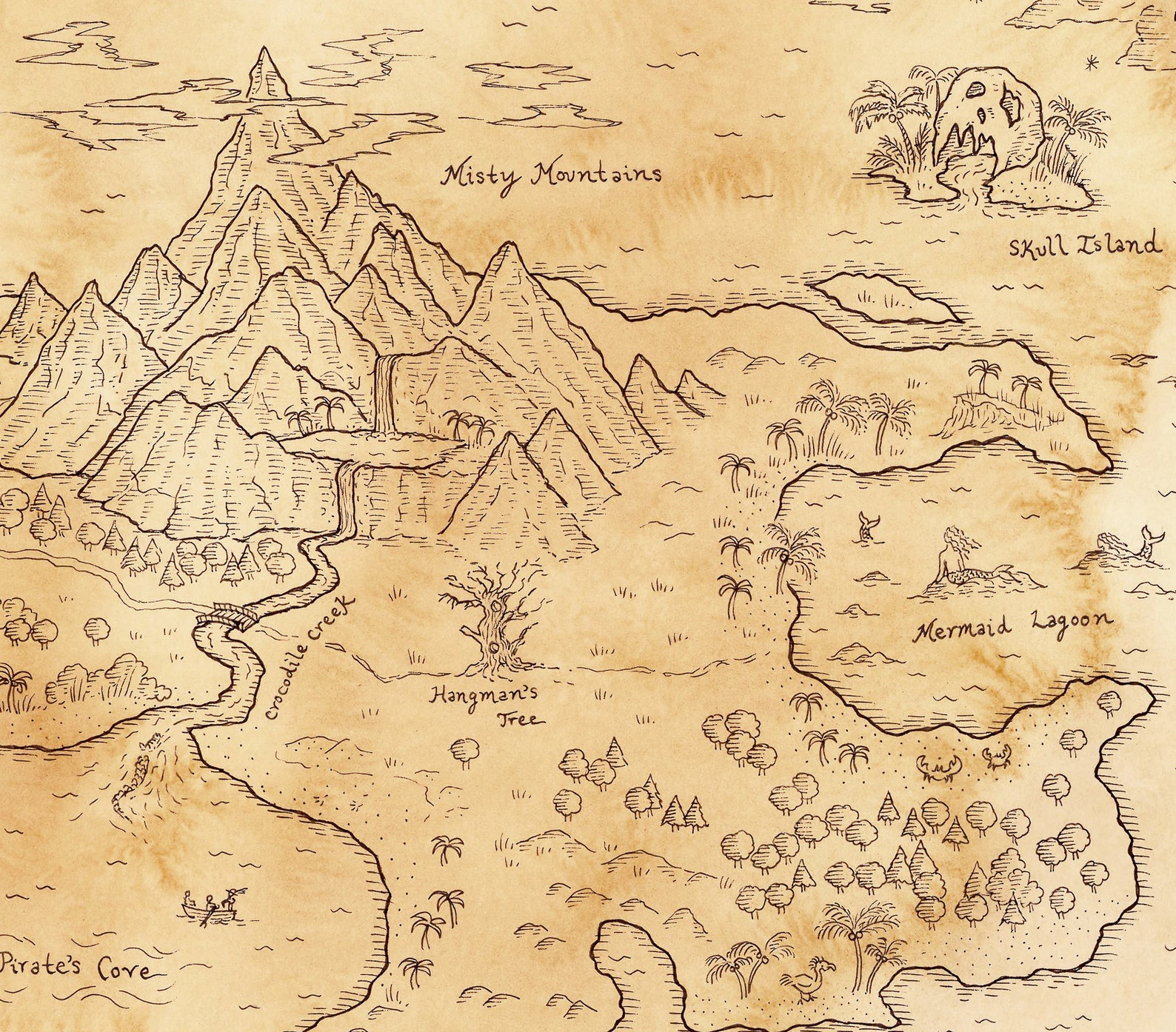 Hand Drawn Peter Pan Map of Neverland Etsy Ireland