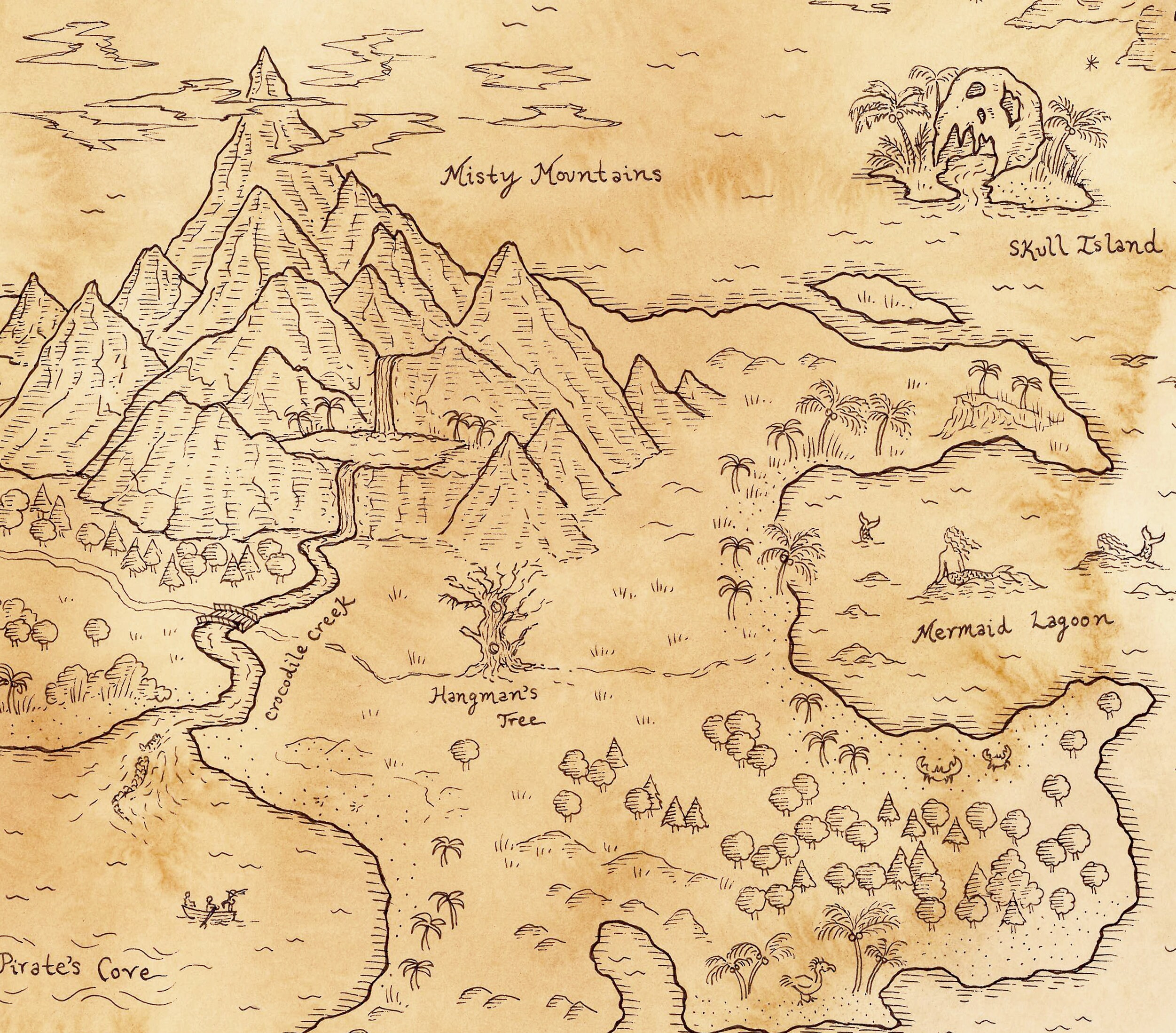 Hand Drawn Peter Pan Map of Neverland Etsy