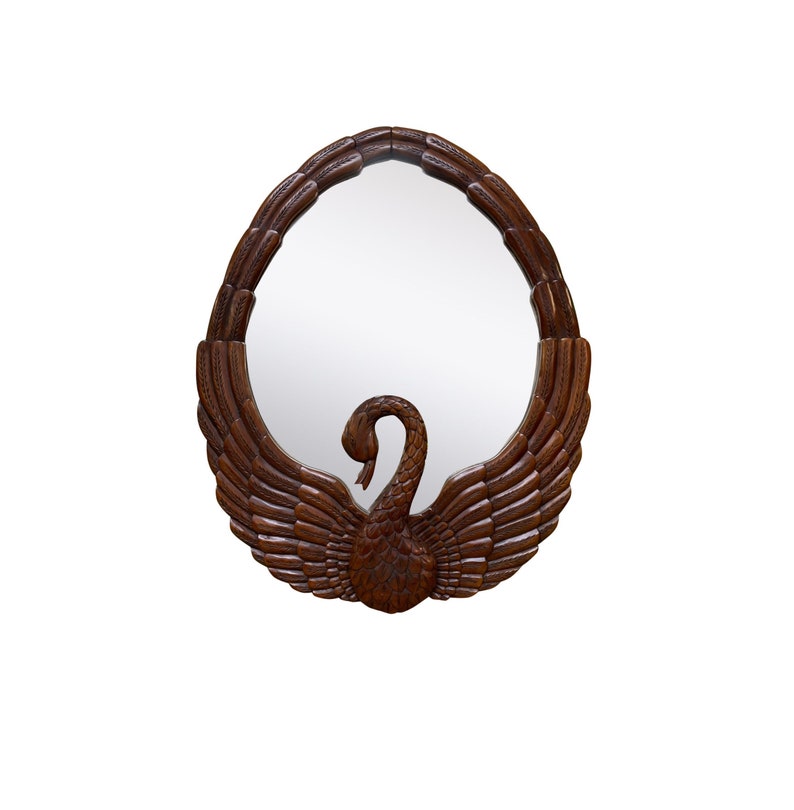 Hand Carved Swan Wall Mirror Etsy