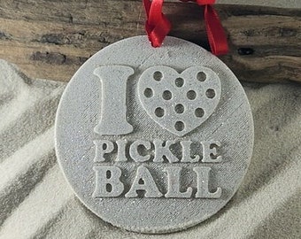 I Love, Heart Pickleball Sand Ornament, Pickleball Player, Gifts under 20, Gift for Him or Her, Beach Ornament,