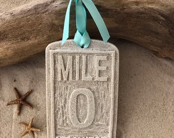 Mile 0 Sign Christmas Ornament Wooden Tree Decoration with Hand Painted Key West Mile Marker Zero