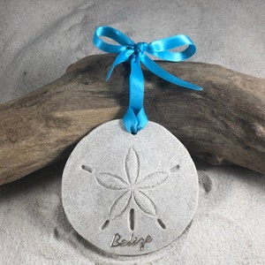 Belize Ornament-Handcrafted with Sand- Sand Dollar Ornament-Beach Ornament -Beach Vacation Memories keepsake-Beach Wedding Favors