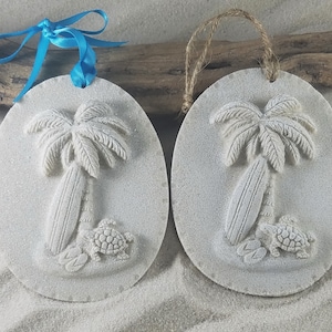 Palm Tree with Surfboard, Turtle & Flipflops Sand Ornament