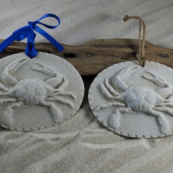 Maryland Blue Crab Sand Ornament-Chesapeake Bay Ornament-Coastal Ornament-Handcrafted-Made in the USA-Unique gift under 20 dollars