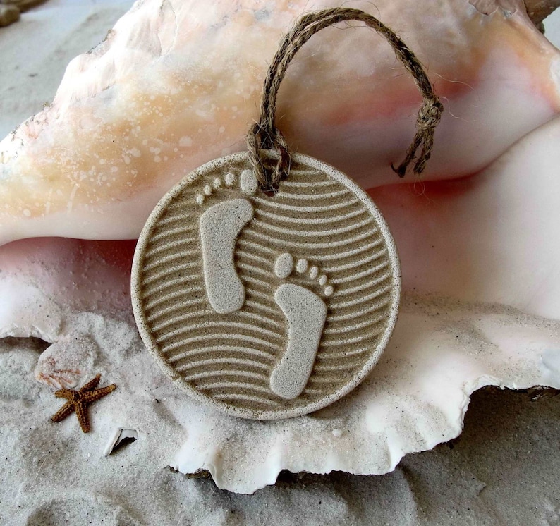 FOOTPRINTS Made With Sand Ornament Etsy